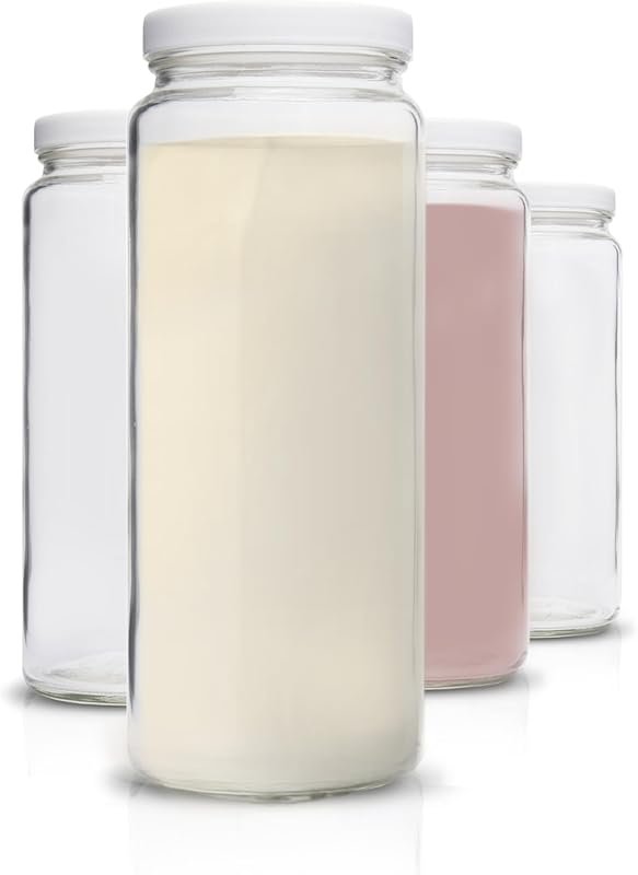 All About Juicing 4-Pack 32 oz Wide Mouth Glass Bottles for Juice, Smo