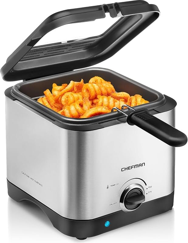 Chefman Fry Guy Compact Deep Fryer, 1.6 Qt Capacity, Easy-View Window 