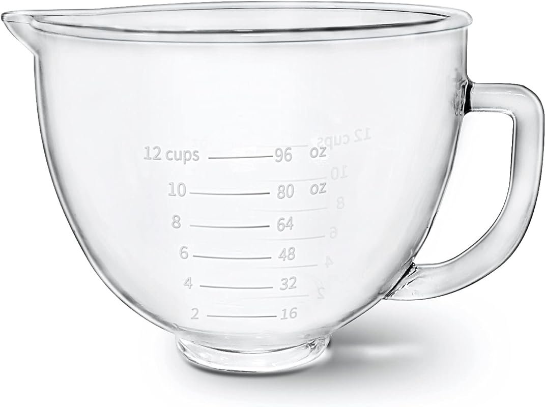 Glass Mixer Bowl for KitchenAid 4.5-5 Quart Tilt-Head Stand Mixers wit