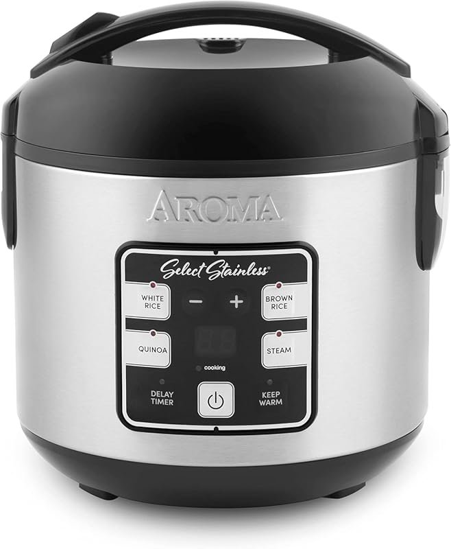 AROMA Select 4-Cup Stainless Steel Rice Cooker with Multicooker and St