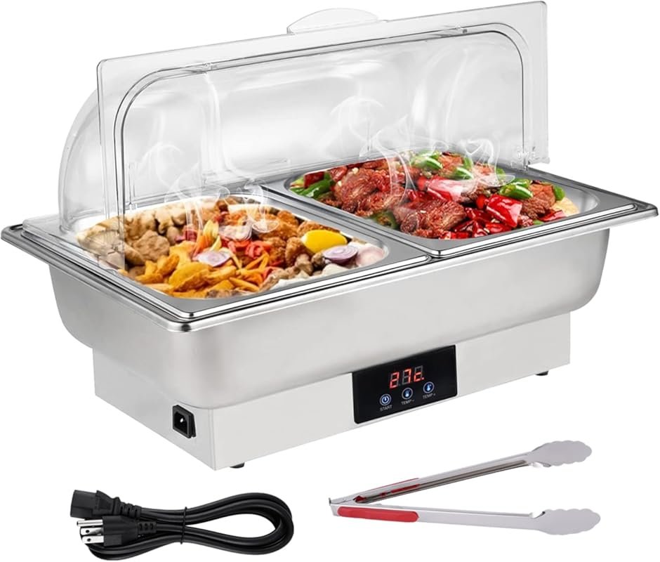 Roll Top Chef 2-Pan Chafing Dish with Digital Display & Bain Marie Fun