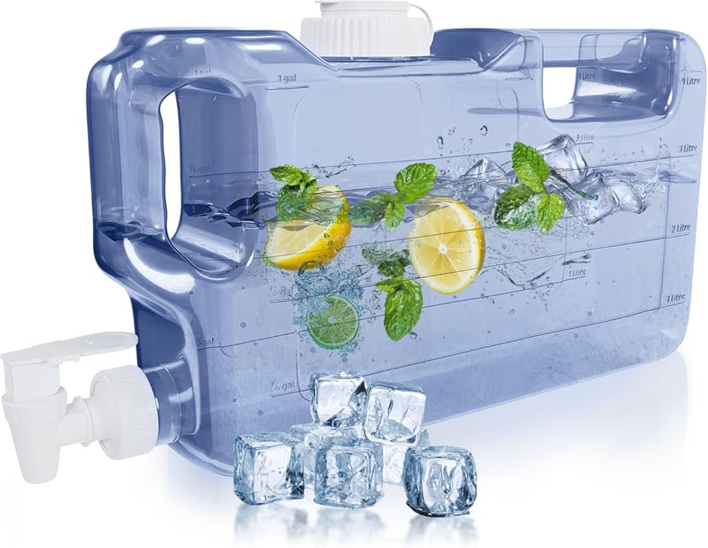 Leak-Proof 1.1 Gallon Slim Fridge Water Jug with Spigot, BPA-Free Refi