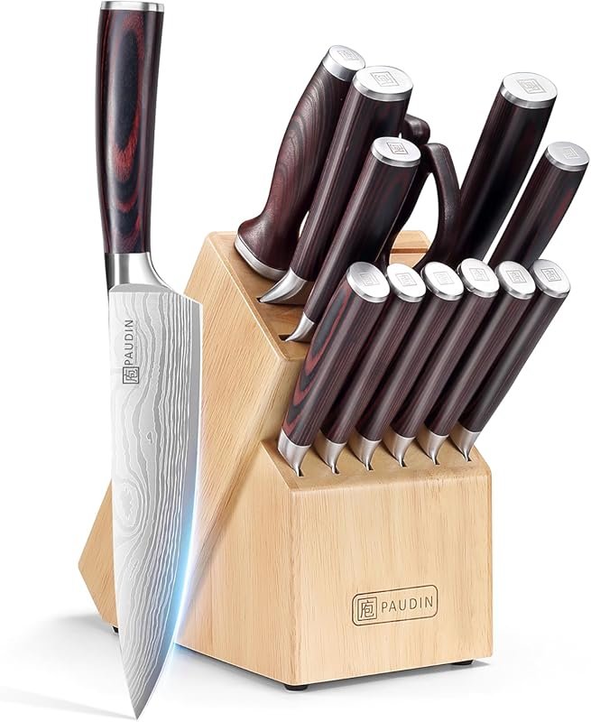 PAUDIN 14-Piece High Carbon German Stainless Steel Knife Set with Pakk