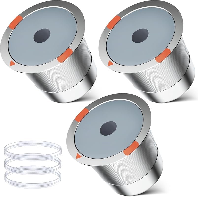 Universal Stainless Steel Reusable K Cups, 3-Pack Compatible with Keur