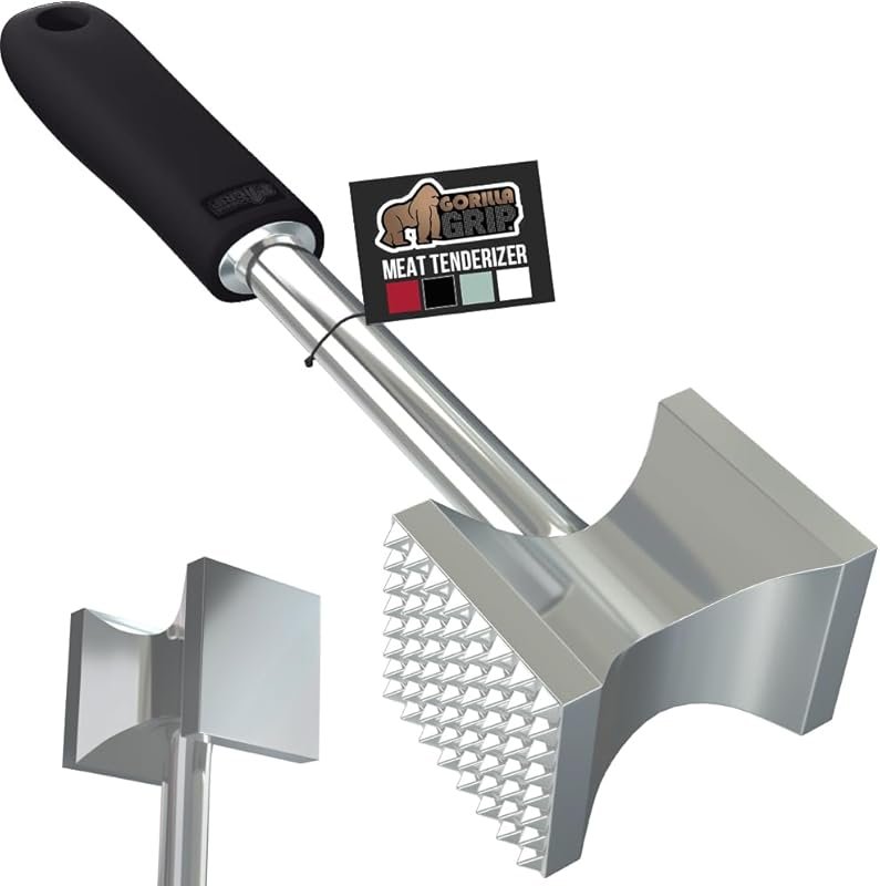 Gorilla Grip Dual-Sided BPA-Free Meat Tenderizer with Soft Handle & Di