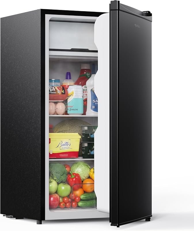 Upstreman 3.2 Cu.Ft Mini Fridge with Freezer & Adjustable Thermostat f