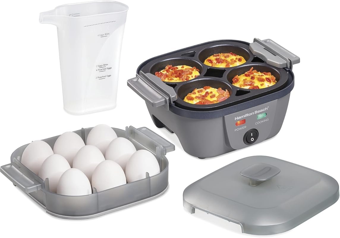 Hamilton Beach 6-in-1 Electric Egg Cooker for Hard Boiled Eggs, Sous V