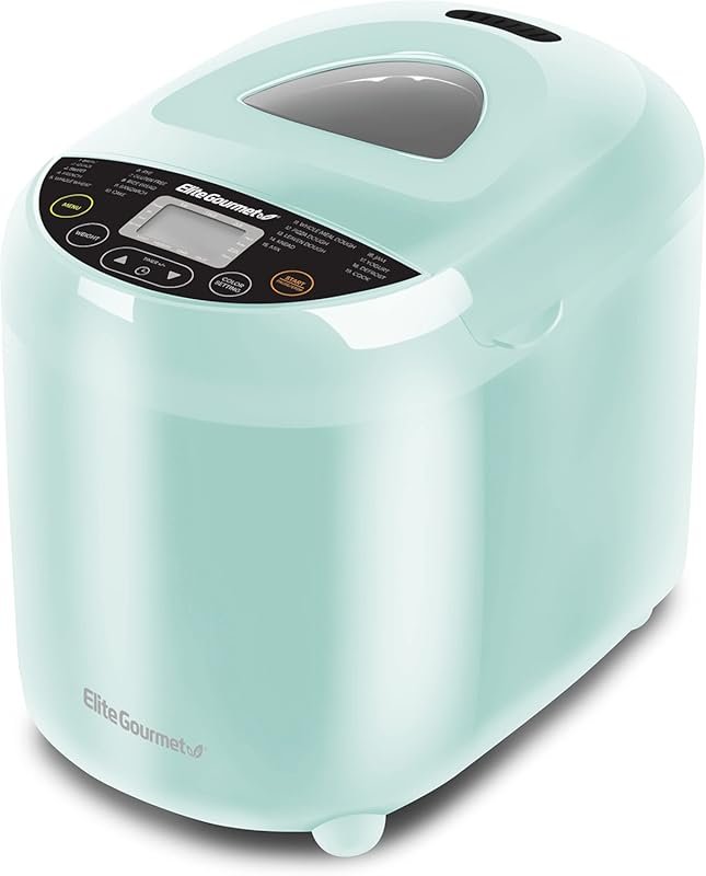 Elite Gourmet Programmable Bread Maker with 19 Presets & Mint Finish