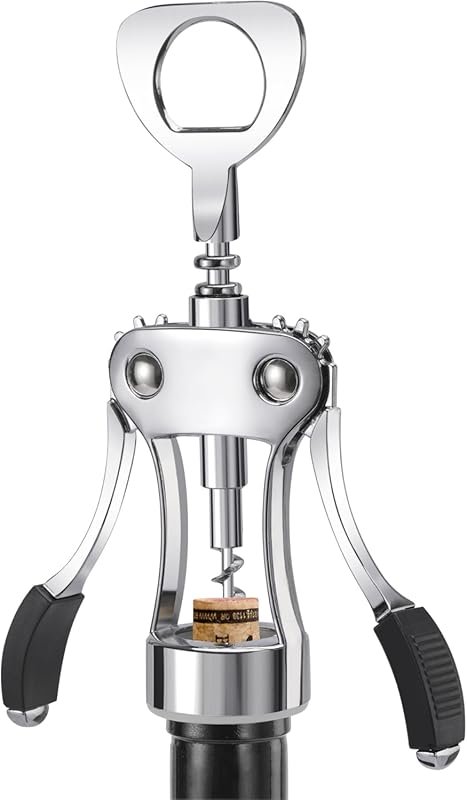 Heavy-Duty Zinc Alloy Wing Corkscrew with Beer Opener and Sharp Screw,