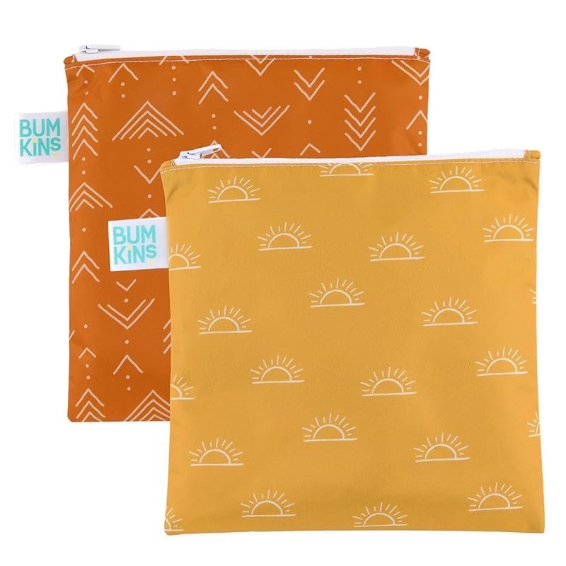 Bumkins Reusable Sandwich & Snack Bags – Washable, Food-Safe Cloth Zip