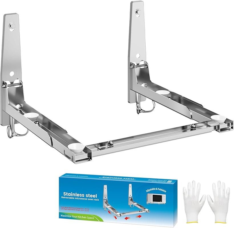 EsLuker.ly Universal Stainless Steel Wall Mount Microwave Bracket with
