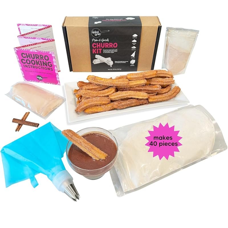 Global Grub DIY Churro Kit Includes Mix, Cinnamon Sugar, Piping Set & 