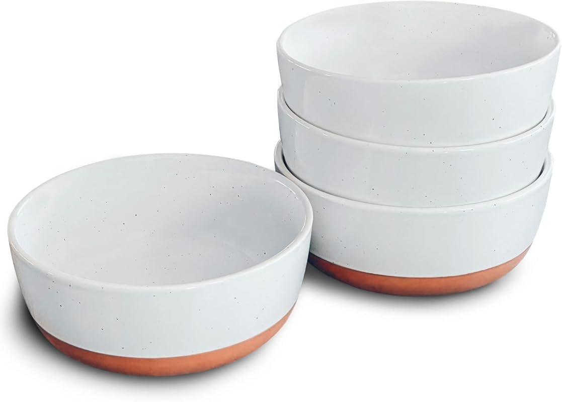 Mora Ceramic Flat Bowls Set of 4 – 25oz Microwave, Dishwasher & Oven S