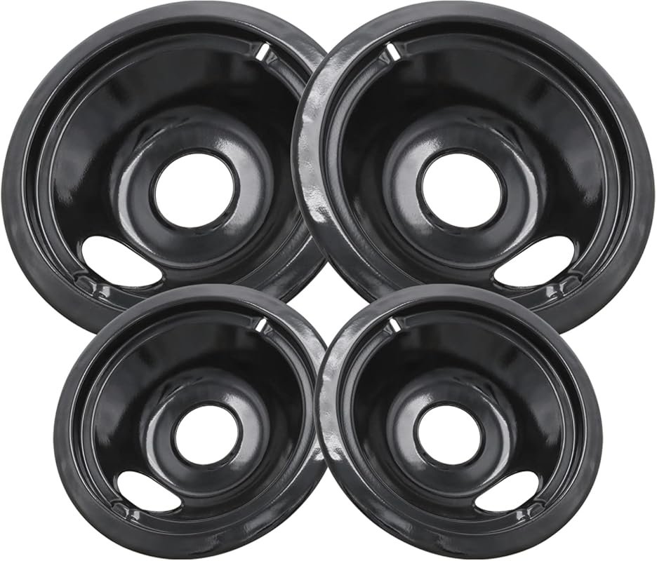 Black Enamel Stove Drip Pans with Energy-Saving Coating – 2x6
