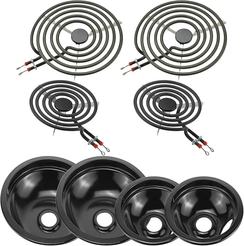 Fetechmate Black Porcelain Drip Pans & MP22YA Stove Burner Replacement