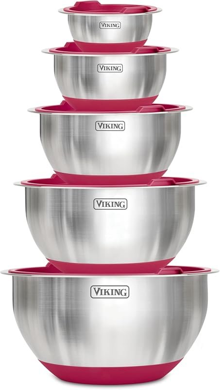Viking 10-Piece Stainless Steel Kitchen Cookware Mixing Bowls with Sil