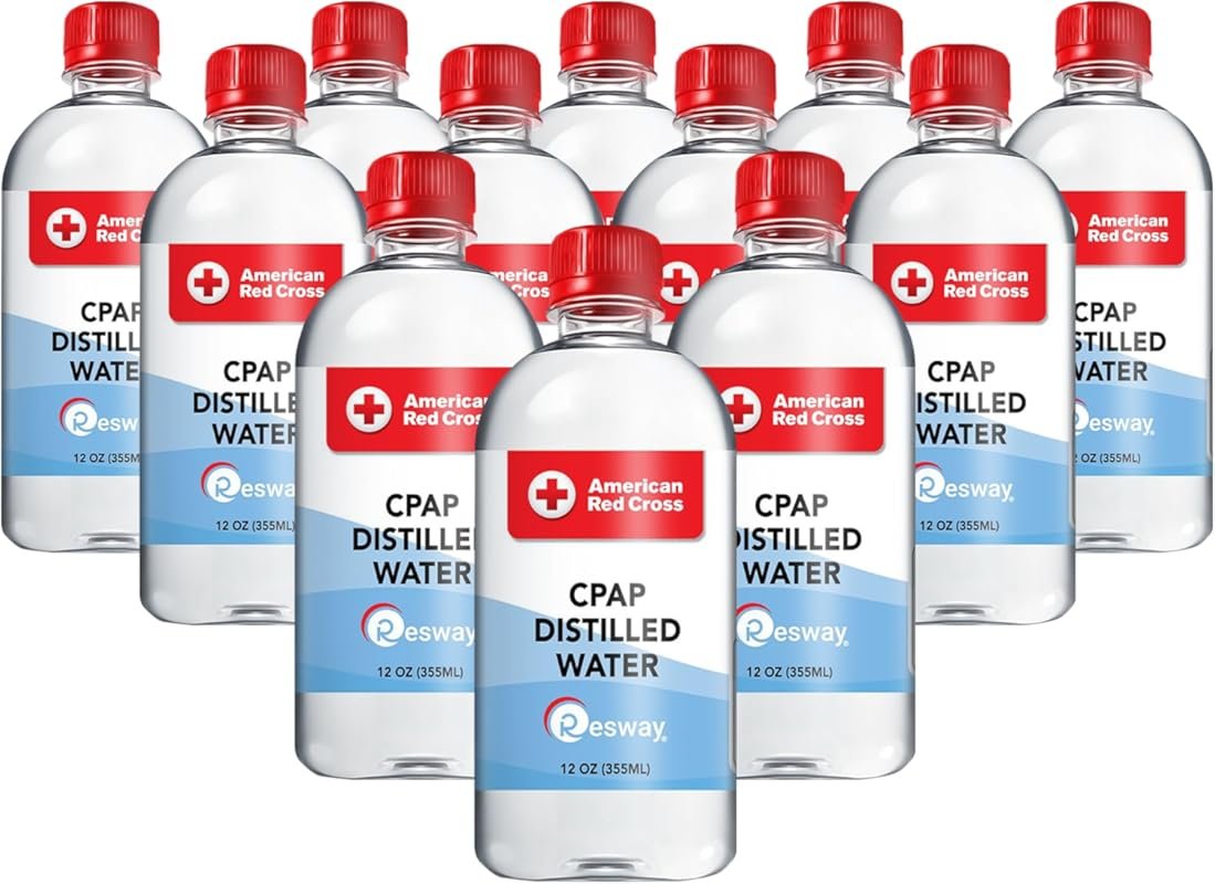Resway Red Cross Distilled Water for ResMed/Respironics Machines, 12-P
