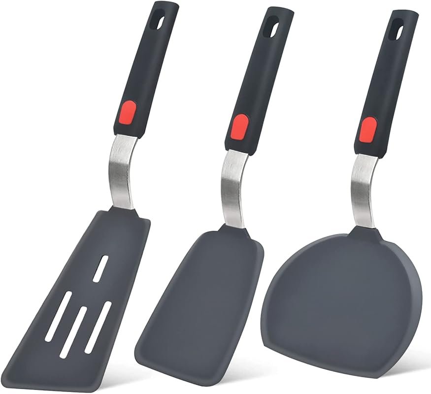 Beijiyi 3-Pack Silicone Spatulas, 600°F Heat Resistant, BPA Free, Flex