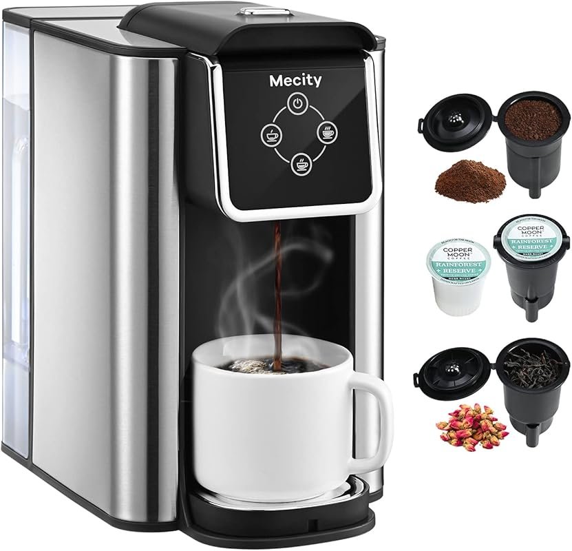 Mecity 3-in-1 Single Serve Coffee Machine, K-Cup Compatible, Tea Maker