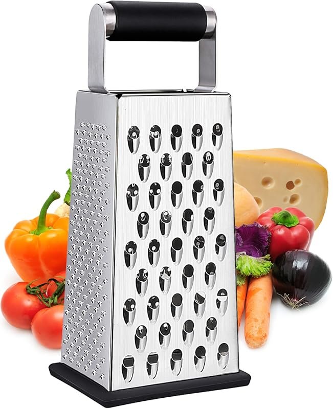 Kaishun 4-Sided Stainless Steel Box Grater for Cheese, Vegetables & Fo