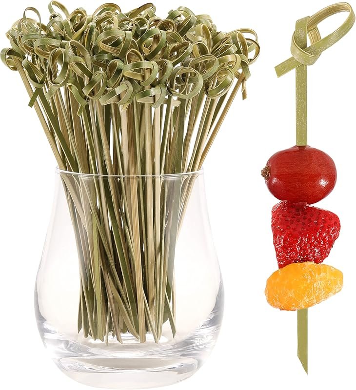 300PCS Fancy Bamboo Skewers with Flat Design – 4.7