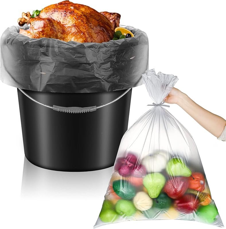 Teling 50-Pack 5-Gallon Clear Ice Bucket Liners, 3-Mil Leak-Proof Turk