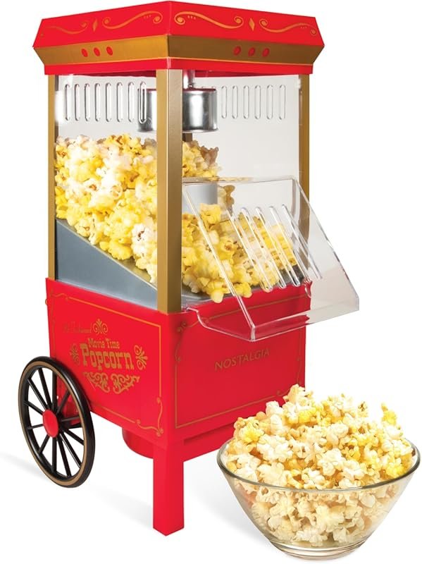 Nostalgia Vintage Hot-Air Popcorn Maker Makes 12 Cups Oil-Free Healthi