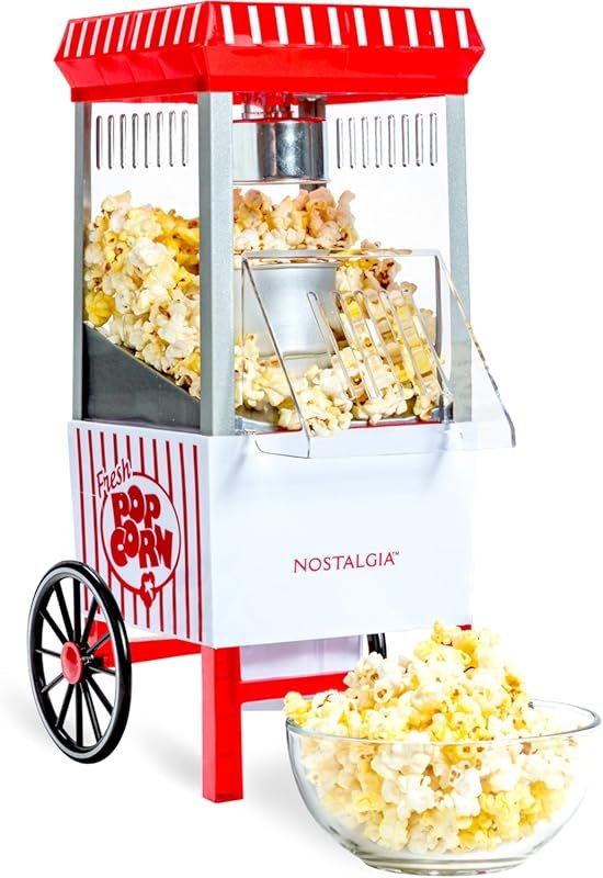 Nostalgia Vintage Hot-Air Popcorn Maker Makes 12 Cups Oil-Free Healthi
