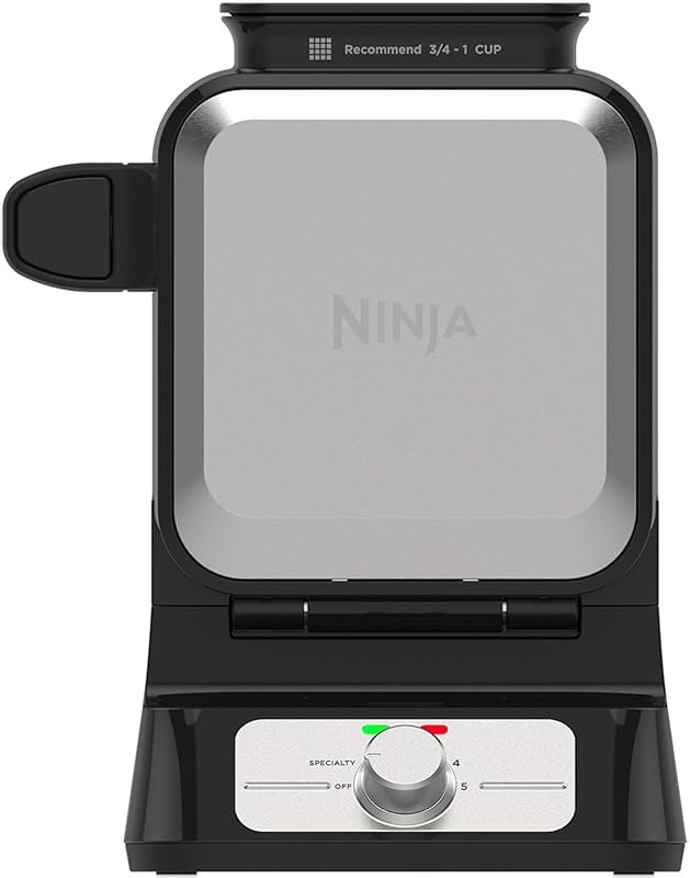 Ninja Vertical Belgian Waffle Maker with 5 Shade Settings & Recipe Gui