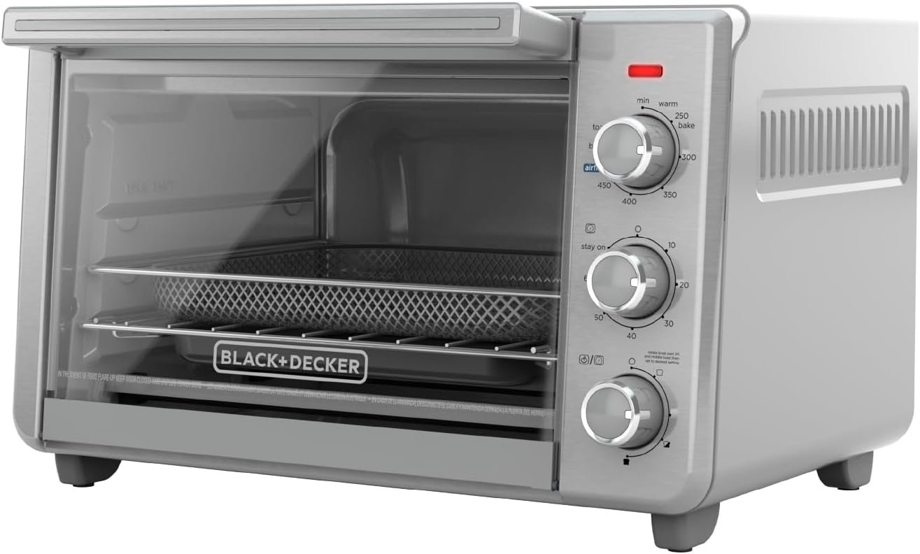 BLACK+DECKER Crisp 'N Bake 5-in-1 Air Fryer Toaster Oven, 6-Slice, 12”