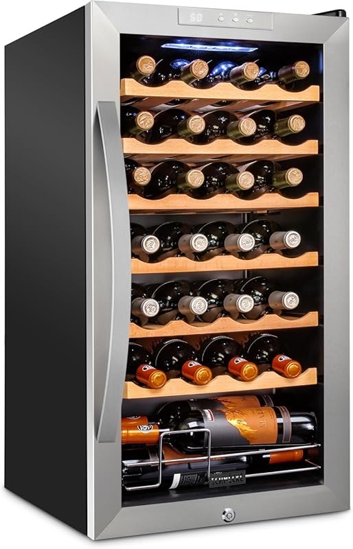 SCHMÉCKÉ 28-Bottle Compressor Wine Cooler with Lock & Digital Control,
