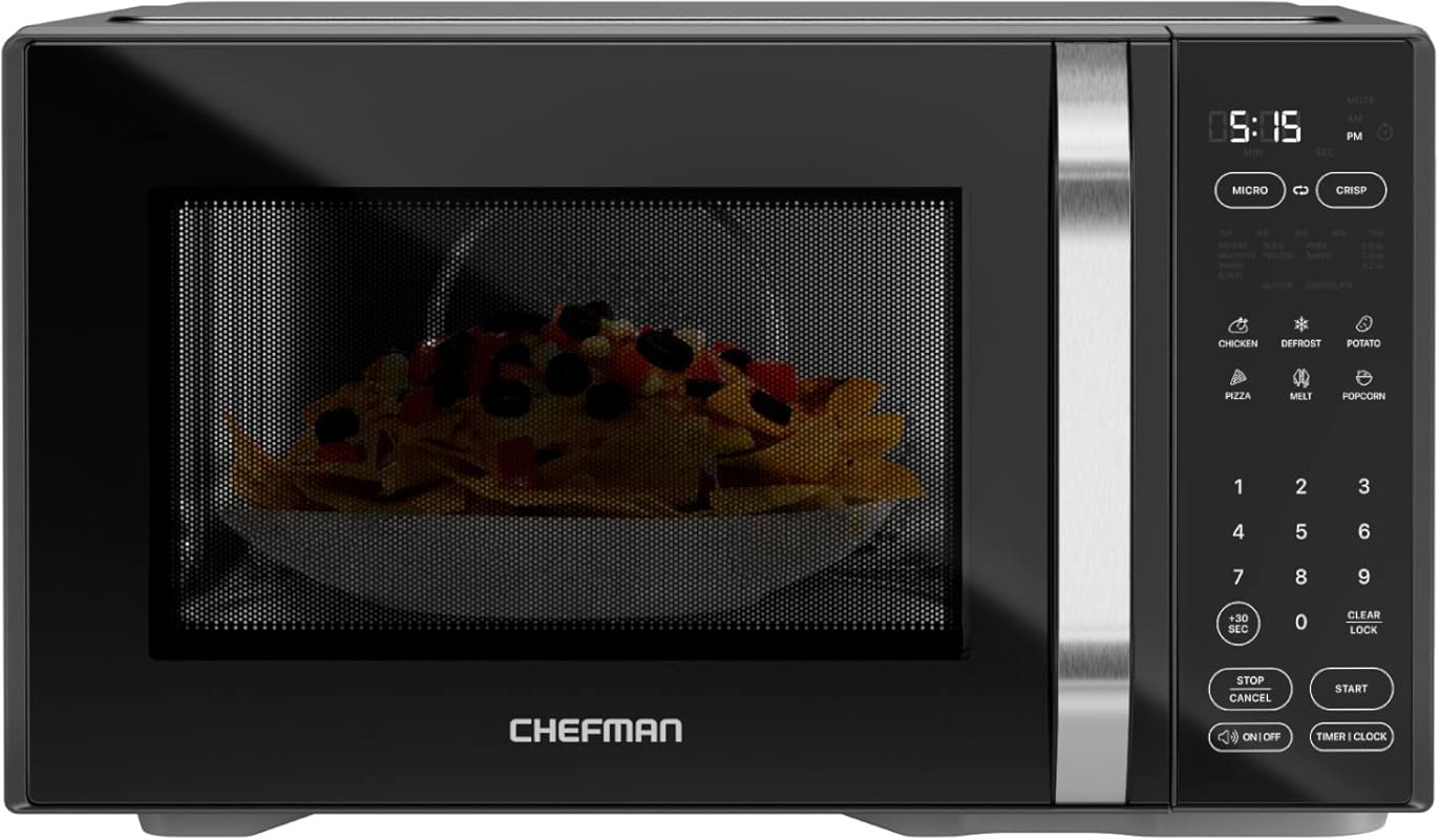 Chefman MicroCrisp Microwave with Dual-Cook 1000W + 1500W Crisper, 6 P