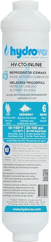HYDROVOS Inline Water Filter – NSF Certified – 1/4