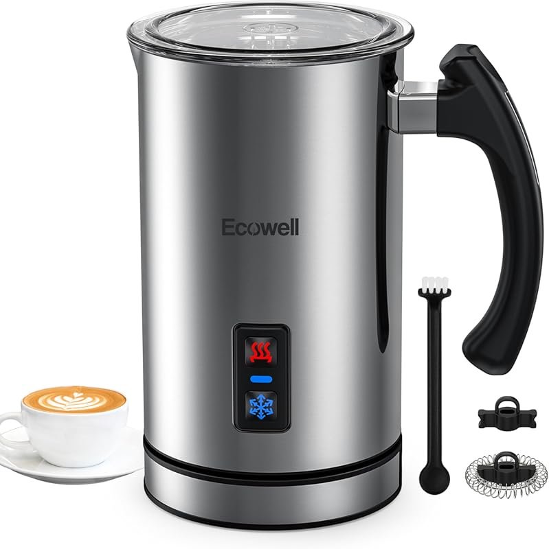 Electric Milk Steamer Froth Maker Hot & Cold Foam 8.1oz for Latte Capp