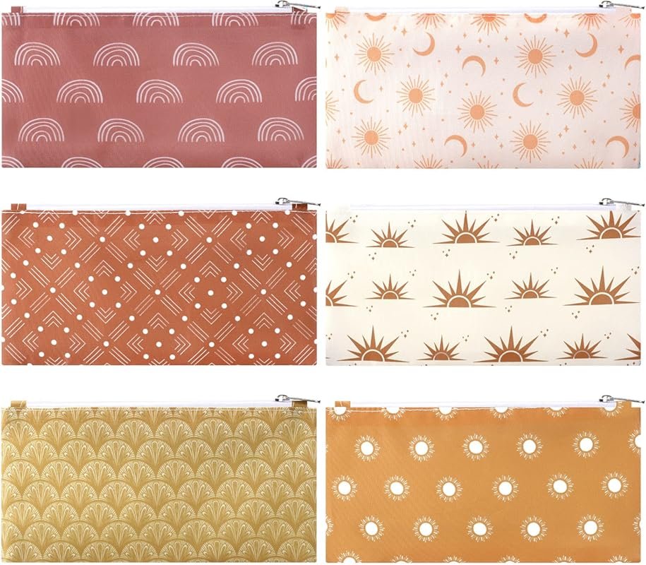 6-Pcs Boho Reusable Snack & Sandwich Bags – Food-Safe Washable Zipper 