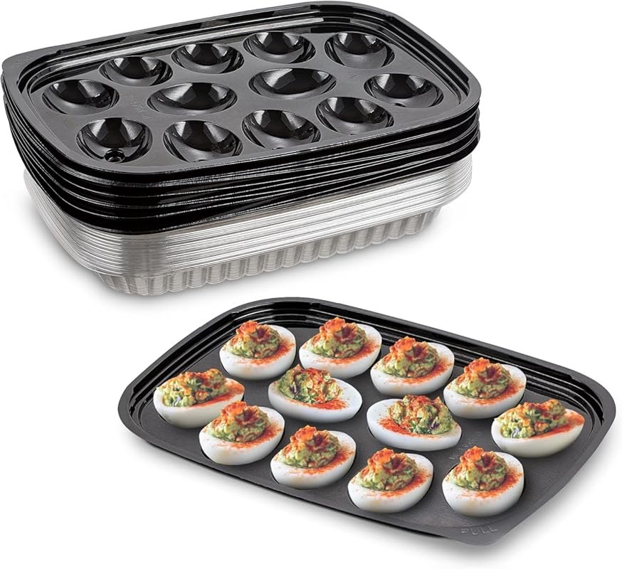 MT Products Clear Deviled Egg Containers, Holds 12 Eggs Each, Durable 