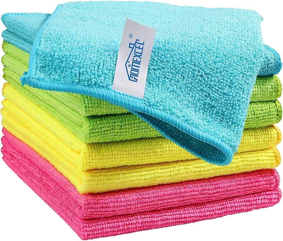 HOMEXCEL Microfiber Cleaning Cloths – 8-Pack, 4-Color Assorted, 11.5x1