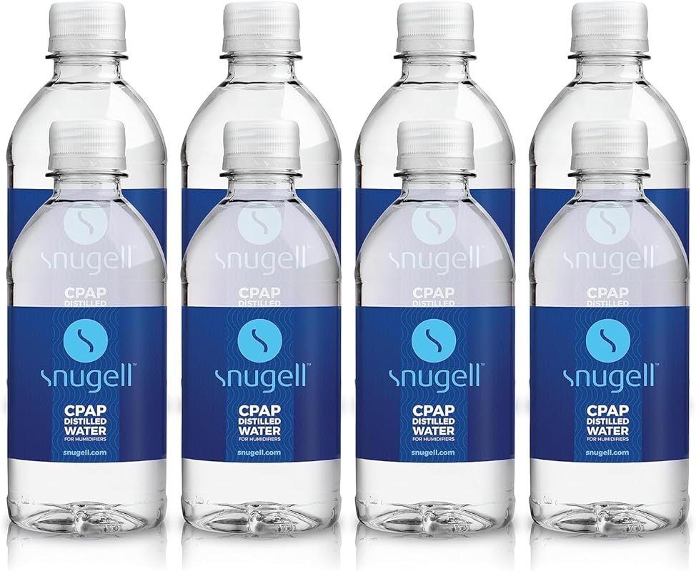 Snugell 12oz Travel Size Distilled CPAP Water, Made in USA, 8-Pack for