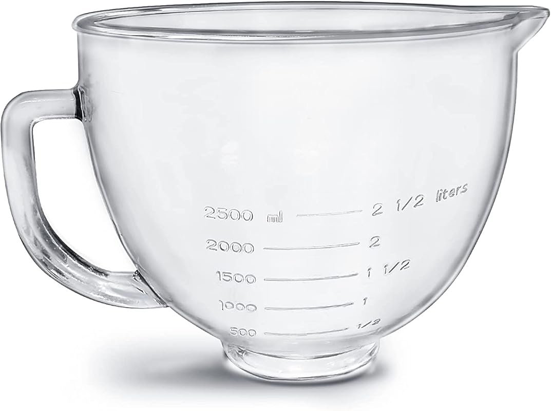 5QT Glass Bowl for KitchenAid Artisan & Classic Tilt-Head Mixers, No L