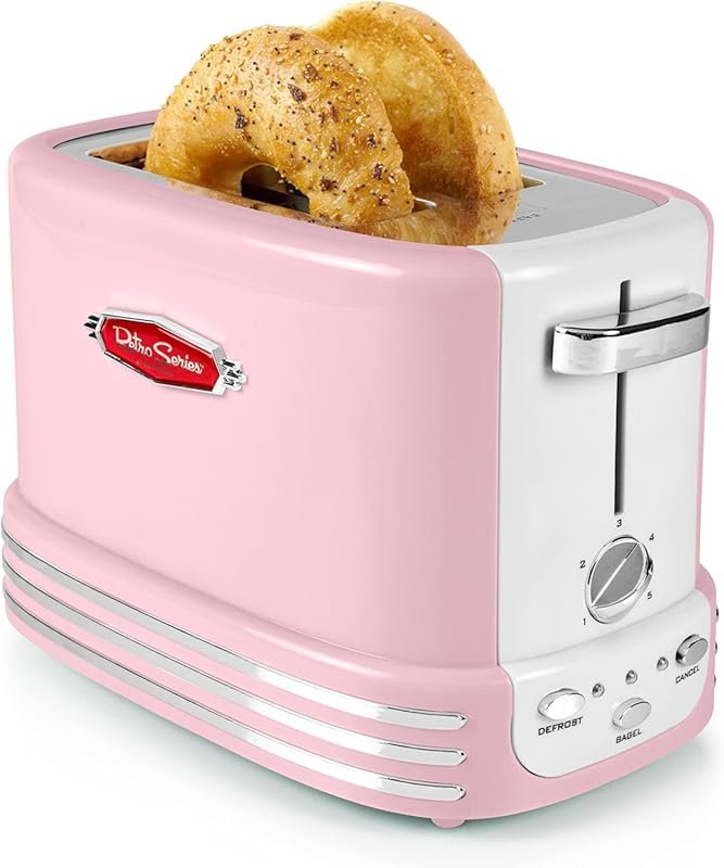 Nostalgia Retro 2-Slice Toaster with Vintage Design, Crumb Tray, Cord 