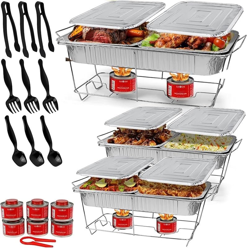 Large 33-Piece Disposable Chafing Buffet Set with Covers, Utensils & F