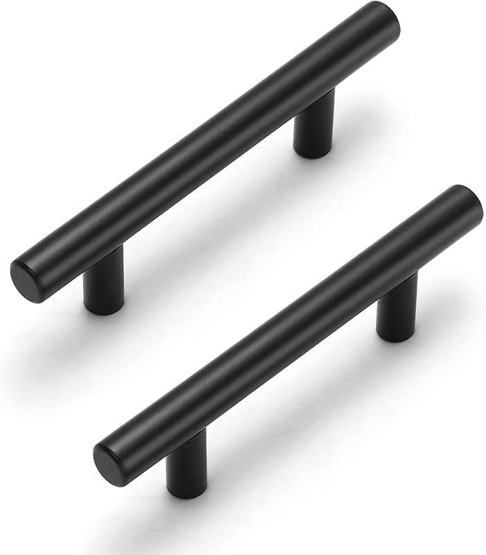 Estmoon 30 Pack Matte Black Cabinet Handles, 76mm Hole Center Stainles
