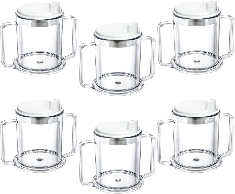 Eaasty 6 Pack 10 Oz Adult Spill Proof Sippy Cups with Handles for Elde