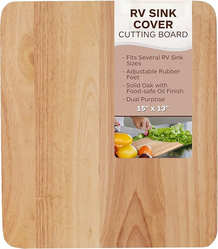 TonGass Solid Oak RV Sink Cover with Adjustable Rubber Feet & Food-Saf