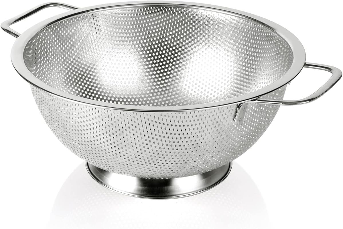 Gulex 3-Quart Stainless Steel Colander, Dishwasher Safe Kitchen Strain