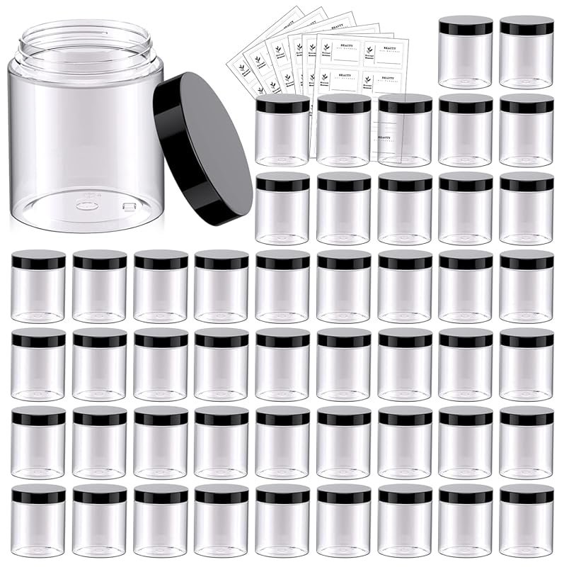 Eternal Moment 48 Pack 8 oz Plastic Slime Jars with Lids for Lotion, M
