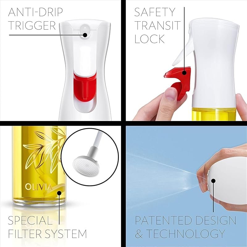 Advanced Glass Oil Sprayer with Fine Mist for Air Fryer & BBQ