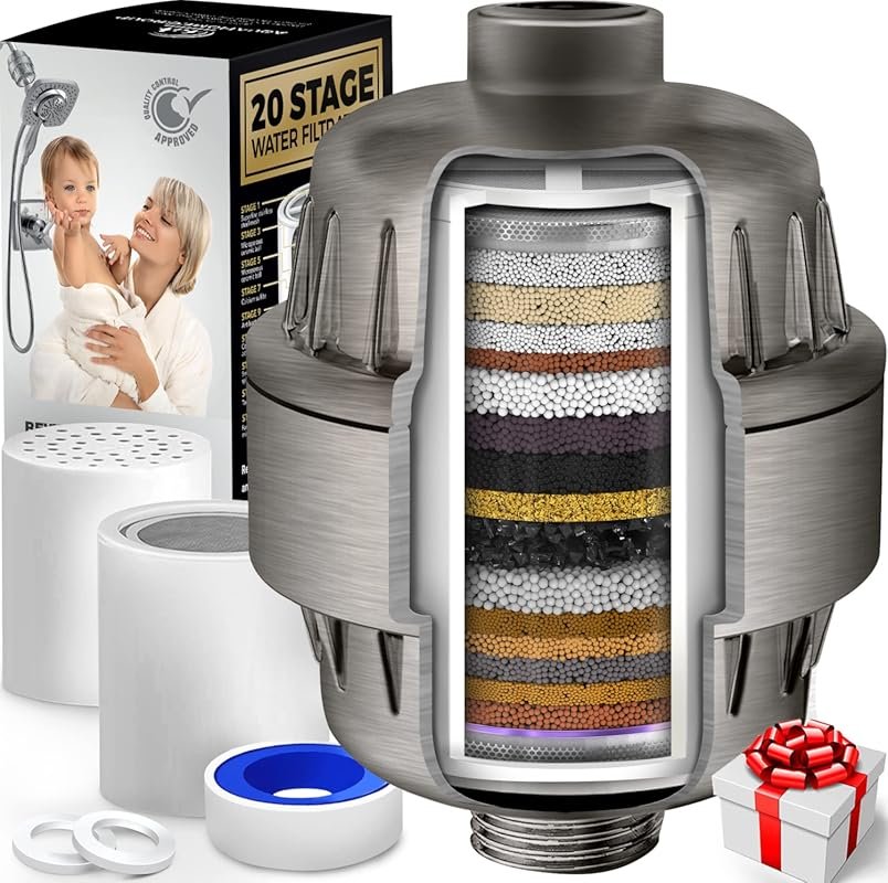 AquaHomeGroup 20 Stage Shower Filter with Vitamin C E and A, Reduces C