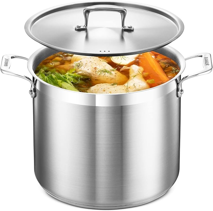 12 Quart Stainless Steel Stockpot with Lid, 18/8 Durable Design, Even 
