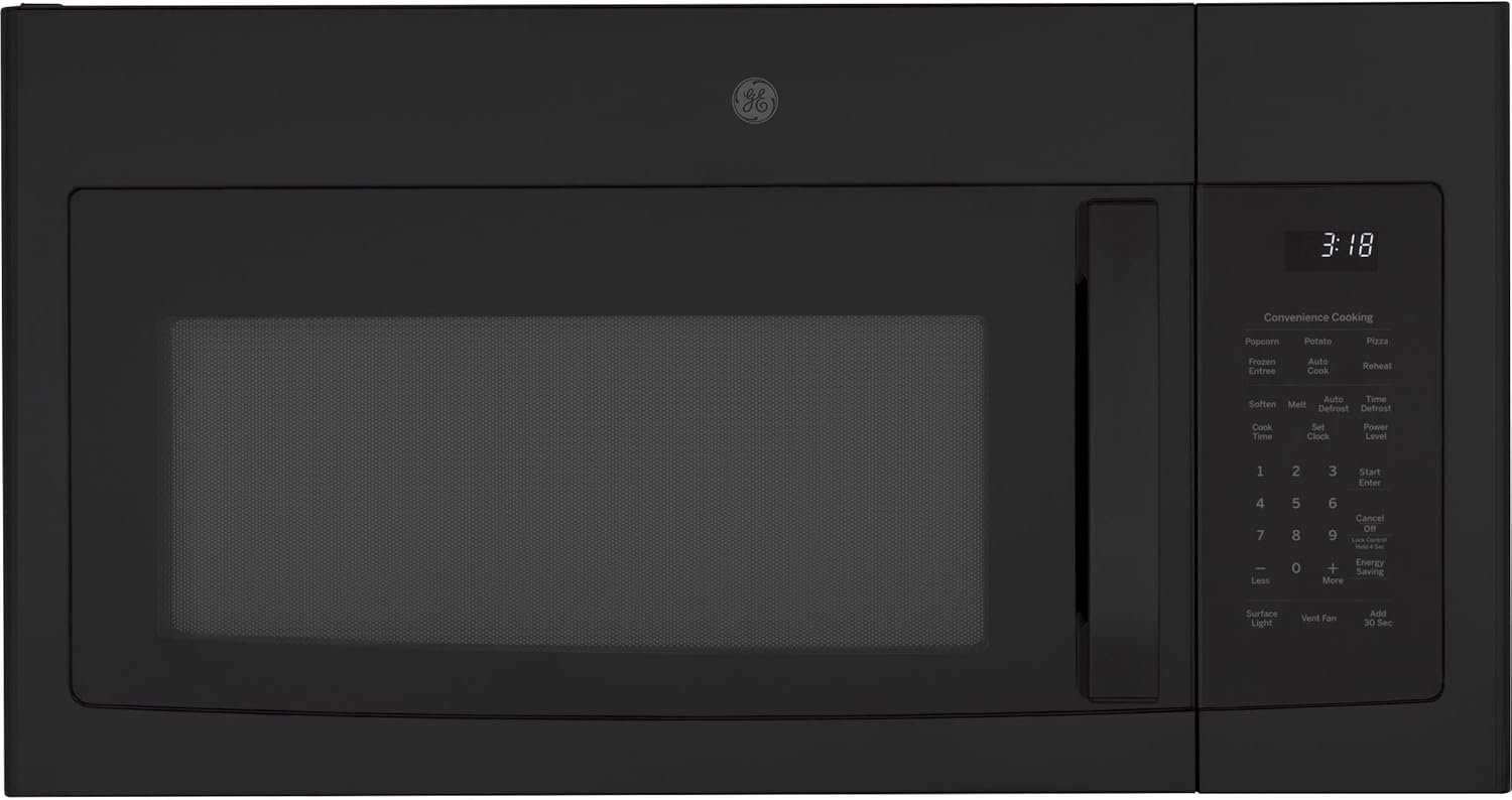 GE 1.8 Cu.Ft Recirculating Black Over-the-Range Microwave with 900W & 